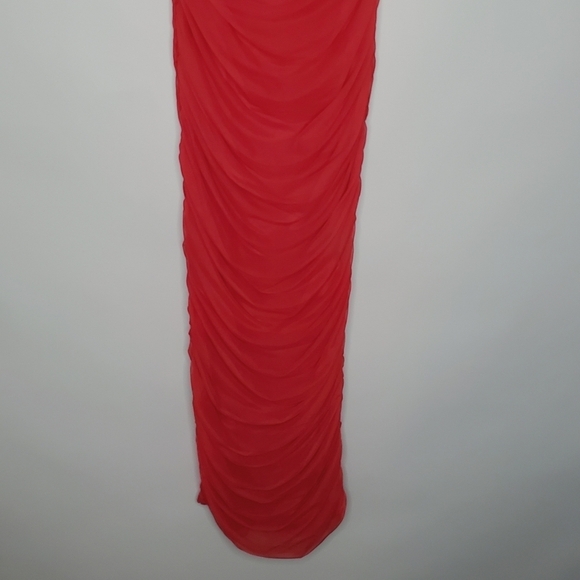 Babyboo Rochelle Maxi Dress L Red Mesh Bodycon Plunge Neckline NEW Vixen Party - Picture 4 of 15